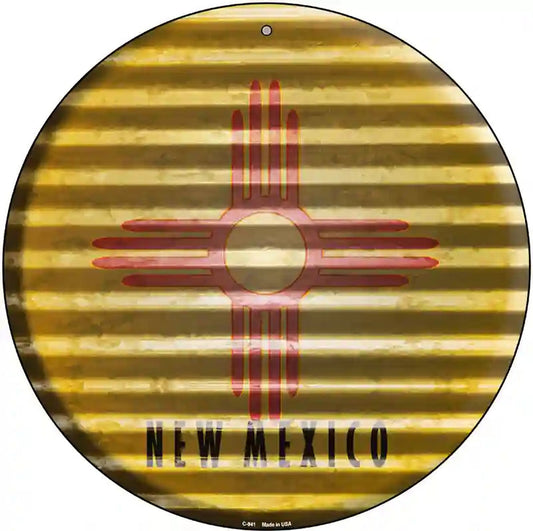 New Mexico Flag Corrugated Effect Novelty Circular Sign