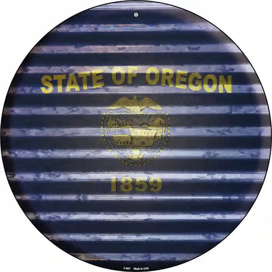Oregon Flag Corrugated Effect Novelty Circular Sign