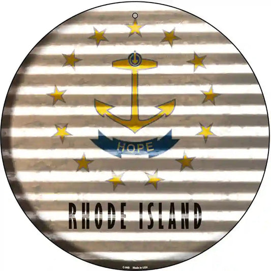 Rhode Island Flag Corrugated Effect Novelty Circular Sign