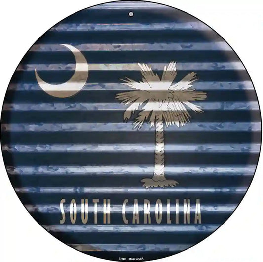 South Carolina Flag Corrugated Effect Novelty Circular Sign