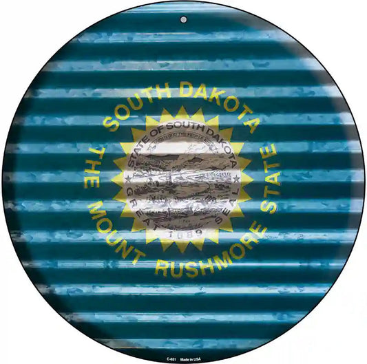 South Dakota Flag Corrugated Effect Novelty Circular Sign