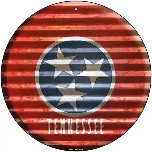 Tennessee Flag Corrugated Effect Novelty Circular Sign