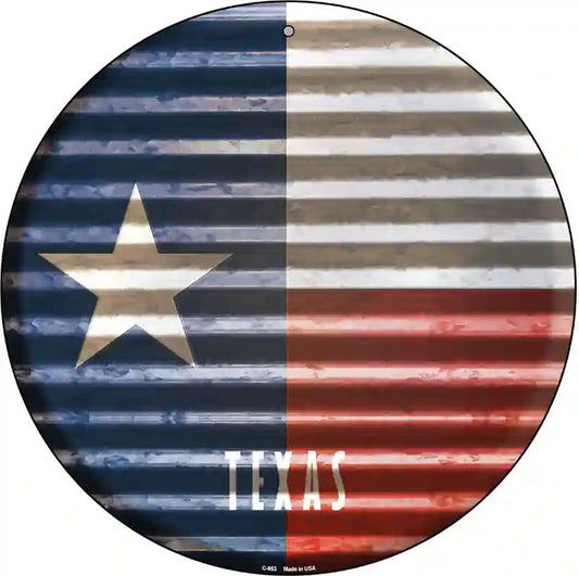 Texas Flag Corrugated Effect Novelty Circular Sign