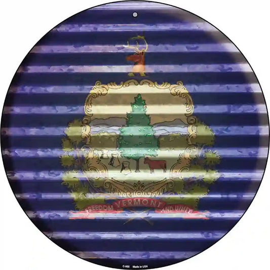 Vermont Flag Corrugated Effect Novelty Circular Sign