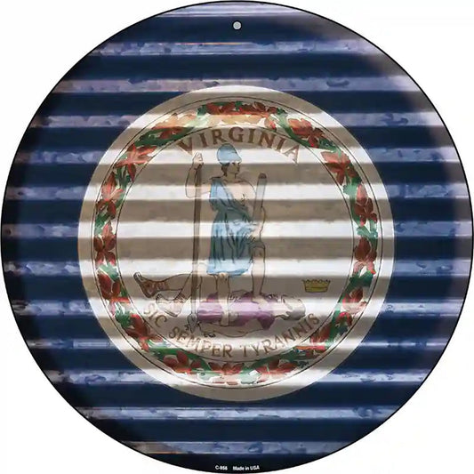 Virginia Flag Corrugated Effect Novelty Circular Sign