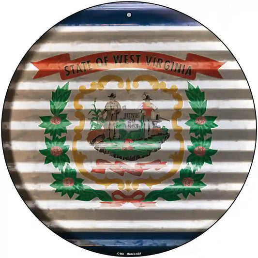 West Virginia Flag Corrugated Effect Novelty Circular Sign