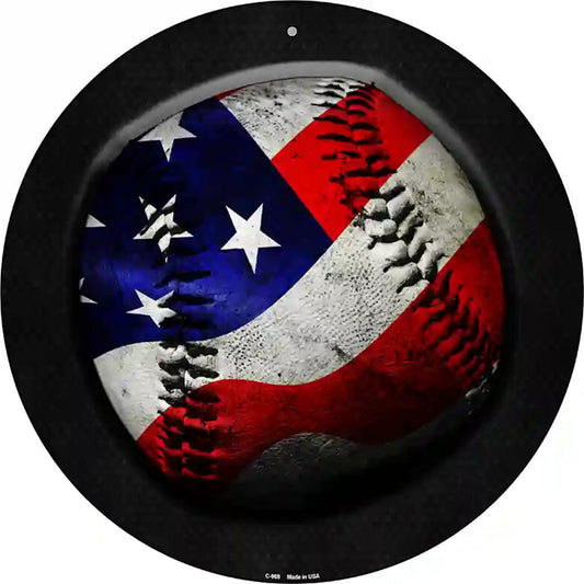 American Baseball Novelty Metal Circular Sign