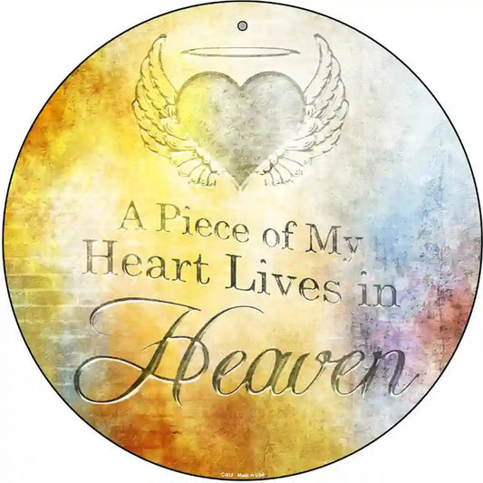 Heart Lives In Heaven Novelty Metal Circular Sign