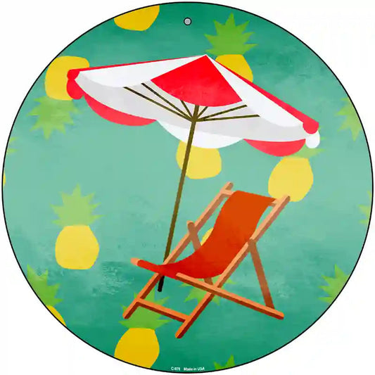 Chair and Umbrella Novelty Metal Circular Sign