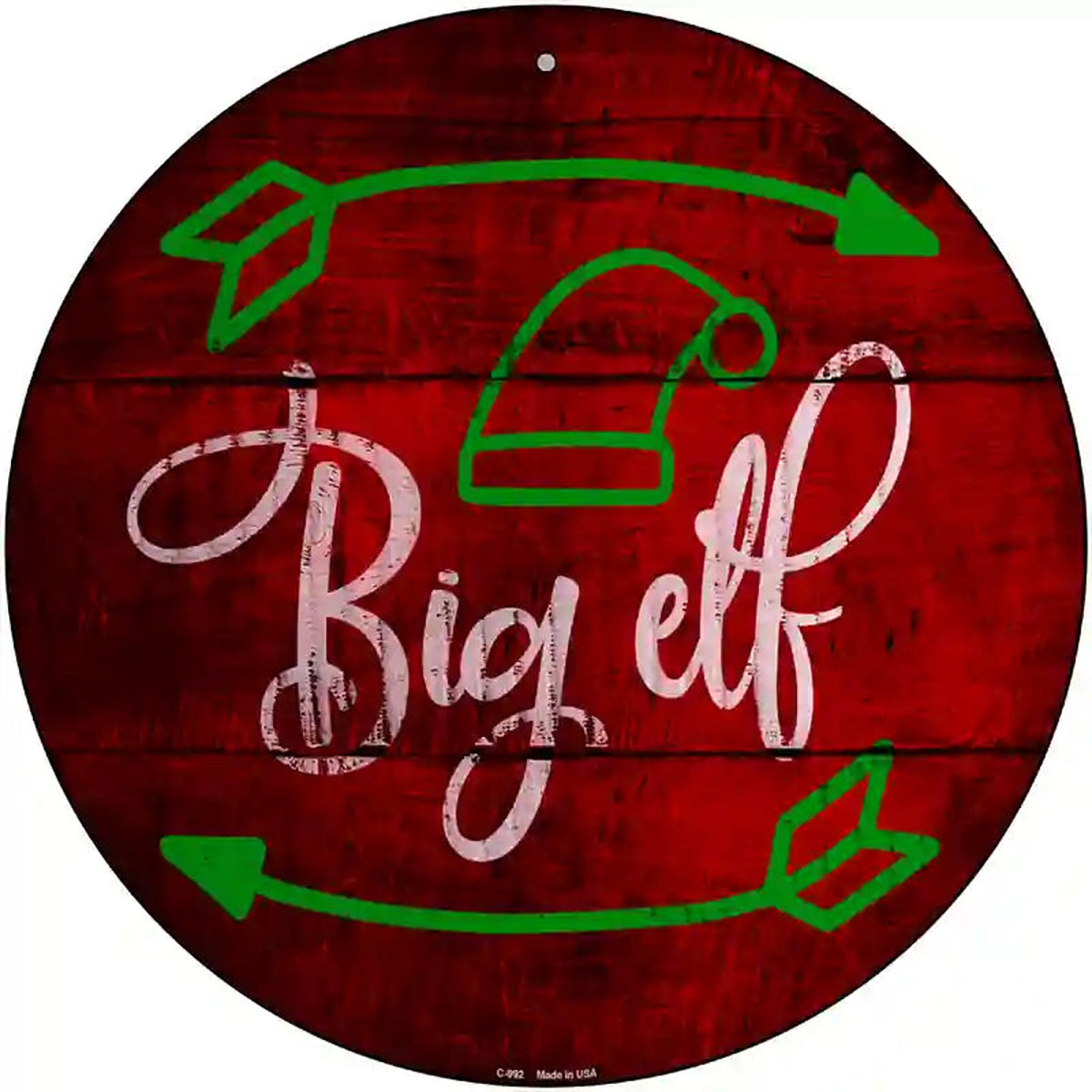 Big Elf Novelty Metal Circular Sign