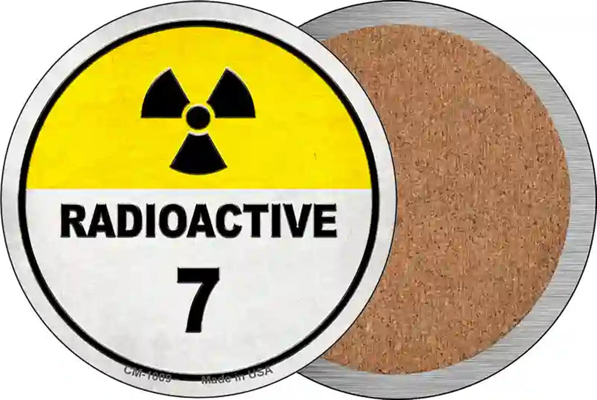 Radioactive 7 Novelty Circle Coaster Set of 4