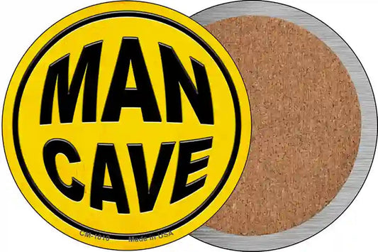 Man Cave Novelty Circle Coaster Set of 4