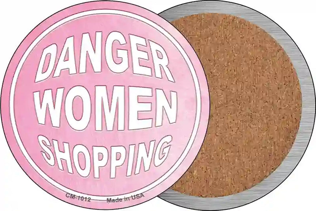 Danger Women Shopping Novelty Circle Coaster Set of 4