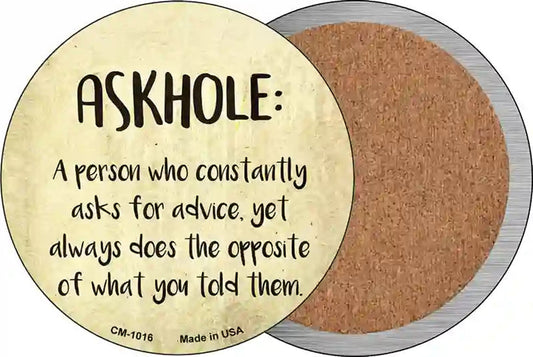 Askhole Definition Novelty Circle Coaster Set of 4