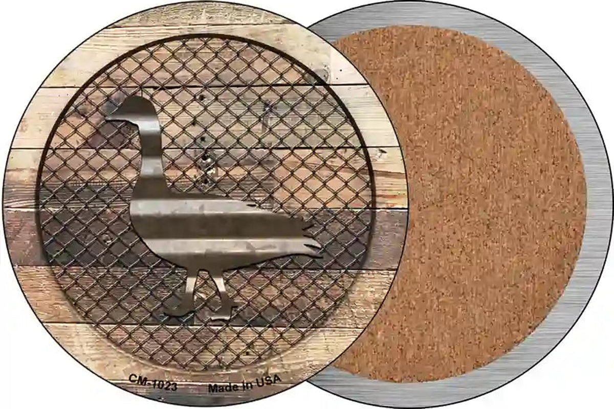 Corrugated Duck on Wood Novelty Circle Coaster Set of 4