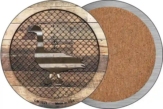 Corrugated Duck on Wood Novelty Circle Coaster Set of 4