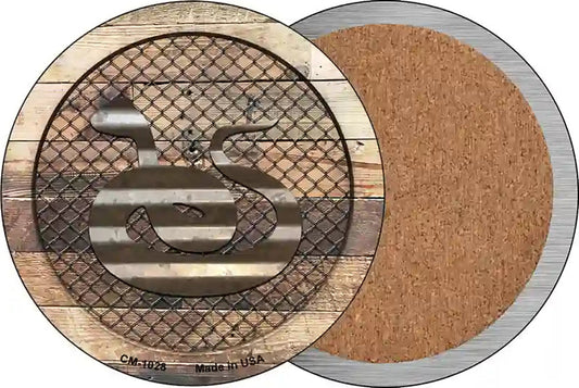 Corrugated Snake on Wood Novelty Circle Coaster Set of 4