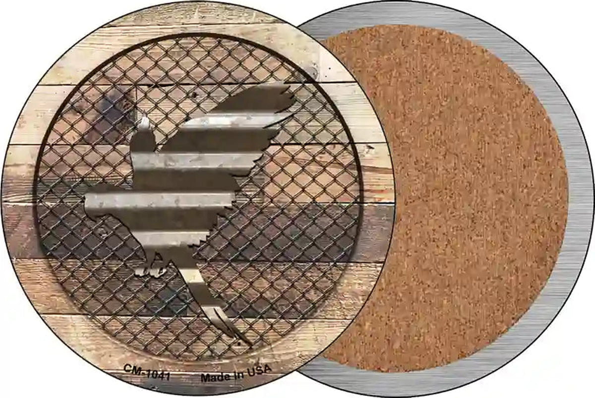 Corrugated Parrot on Wood Novelty Circle Coaster Set of 4
