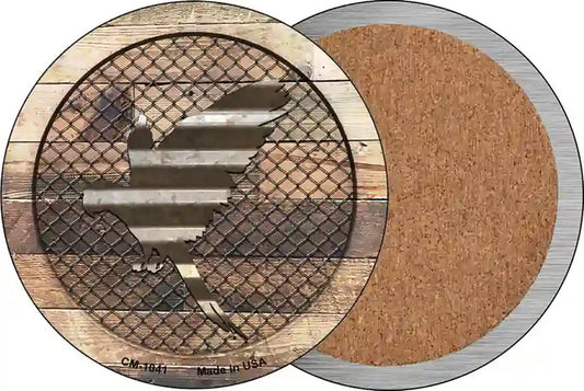 Corrugated Parrot on Wood Novelty Circle Coaster Set of 4