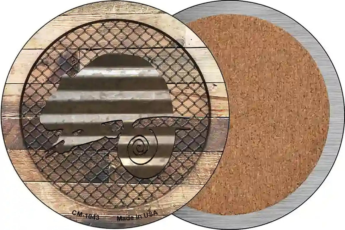 Corrugated Chameleon on Wood Novelty Circle Coaster Set of 4