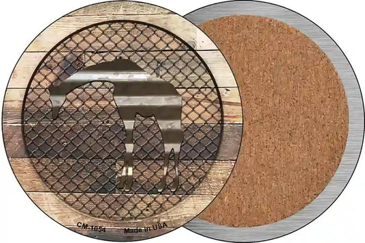 Corrugated Giraffe on Wood Novelty Circle Coaster Set of 4
