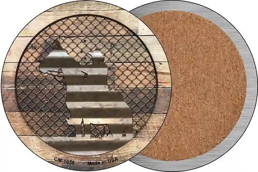Corrugated Cowboy on Wood Novelty Circle Coaster Set of 4