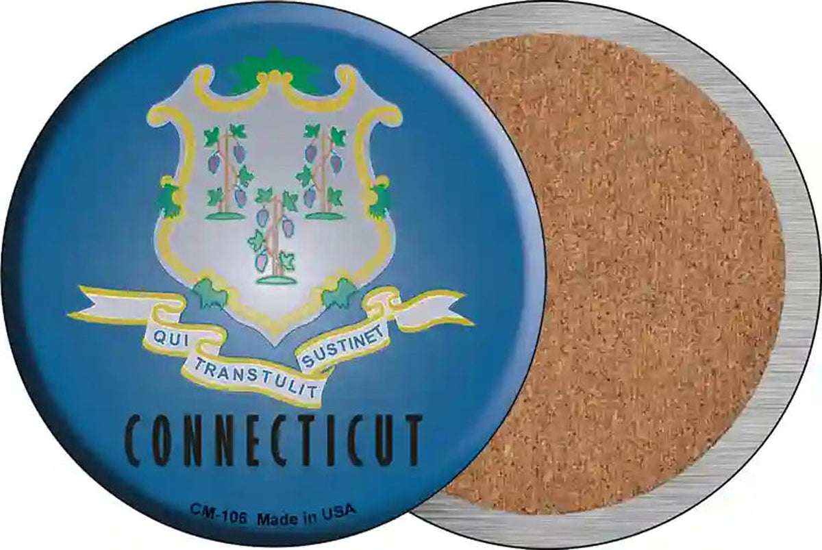 Connecticut State Flag Novelty Circle Coaster Set of 4