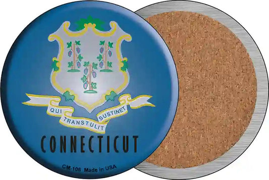 Connecticut State Flag Novelty Circle Coaster Set of 4