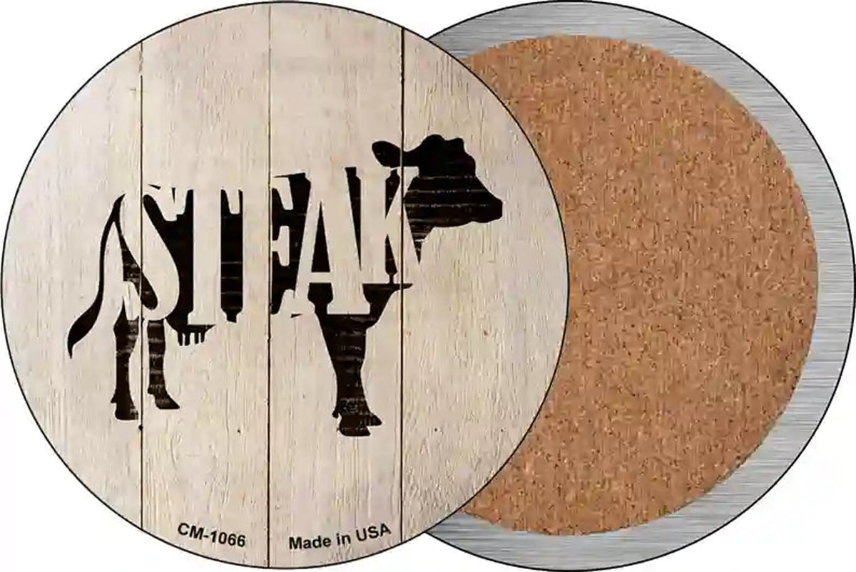Cows Make Steak Novelty Circle Coaster Set of 4