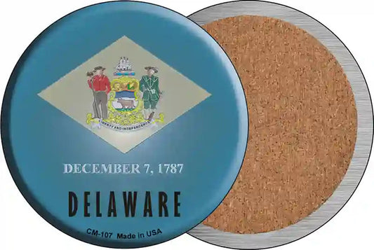 Delaware State Flag Novelty Circle Coaster Set of 4
