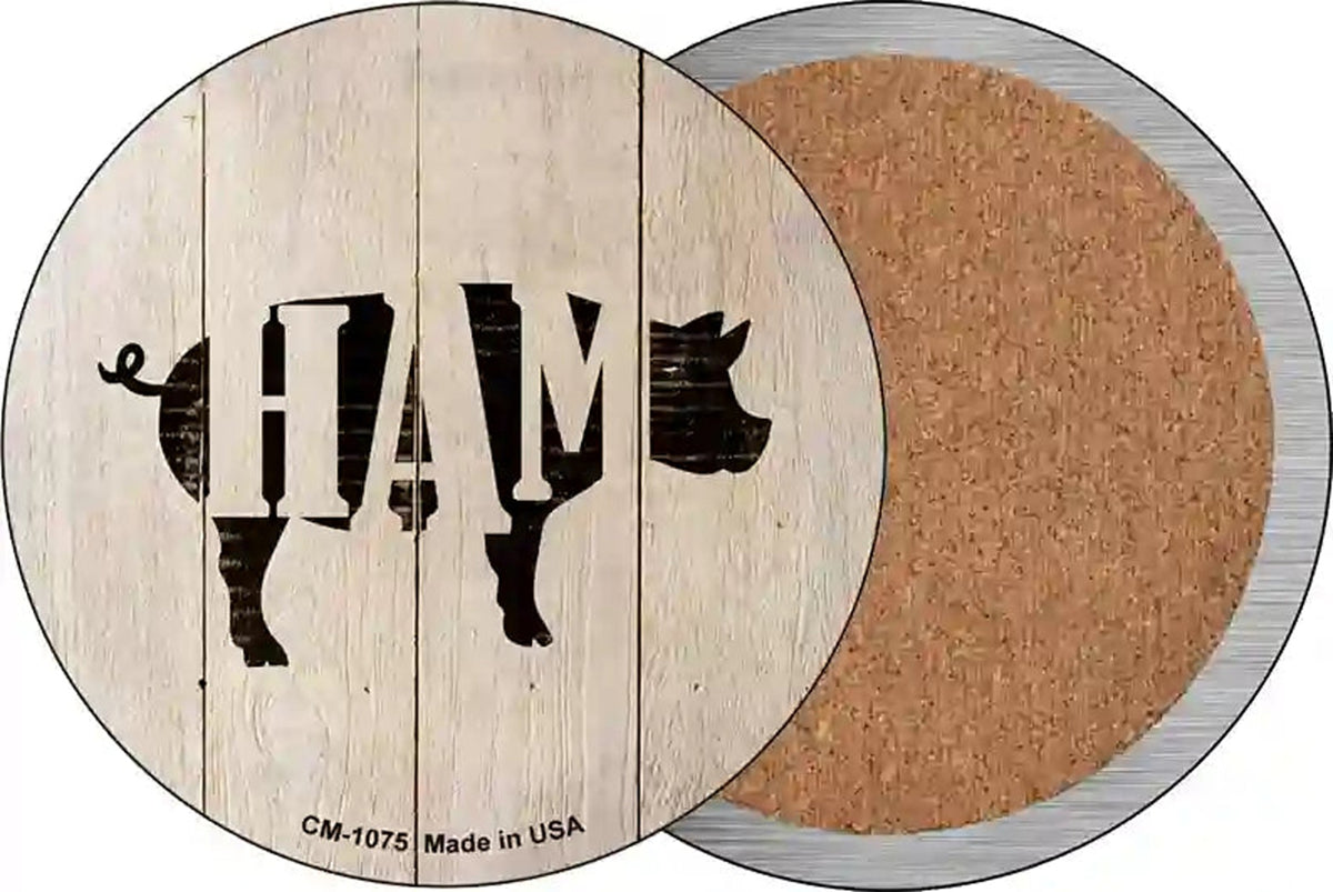Pigs Make Ham Novelty Circle Coaster Set of 4