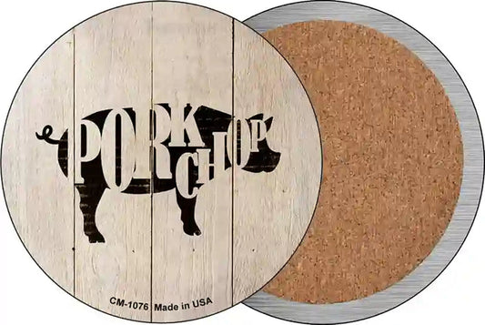 Pigs Make Pork Chops Novelty Circle Coaster Set of 4