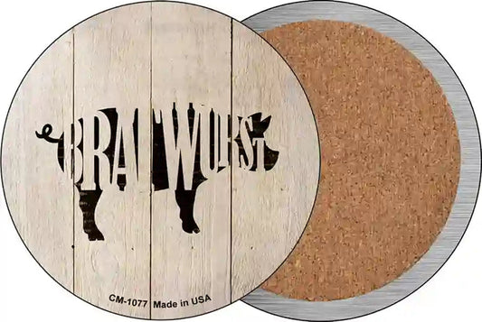 Pigs Make Bratwursts Novelty Circle Coaster Set of 4