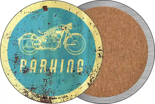 Motorcycle Parking Novelty Circle Coaster Set of 4