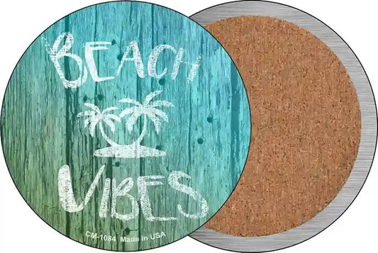 Beach Vibes Novelty Circle Coaster Set of 4