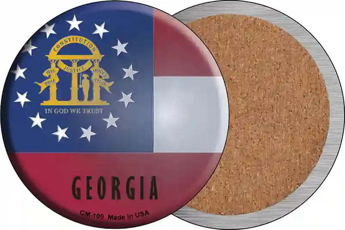 Georgia State Flag Novelty Circle Coaster Set of 4
