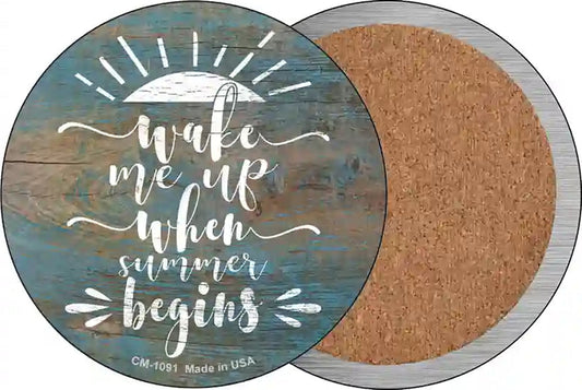 When Summer Begins Novelty Circle Coaster Set of 4