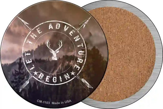 Let The Adventure Begin Novelty Circle Coaster Set of 4