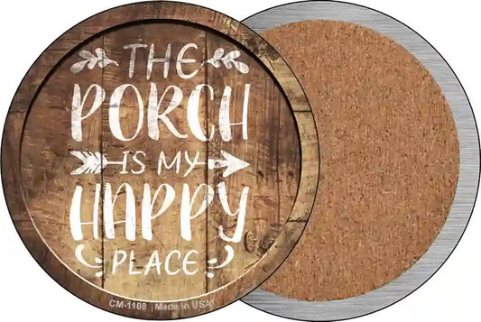 Porch Is My Happy Place Novelty Circle Coaster Set of 4