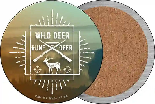Hunt Wild Deer Novelty Circle Coaster Set of 4