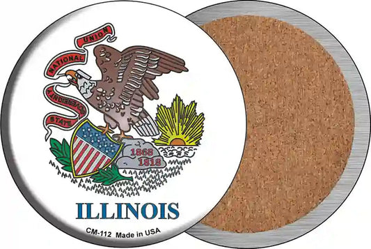 Illinois State Flag Novelty Circle Coaster Set of 4