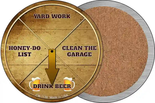 Drink Beer Novelty Circle Coaster Set of 4