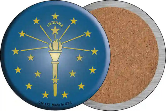 Indiana State Flag Novelty Circle Coaster Set of 4