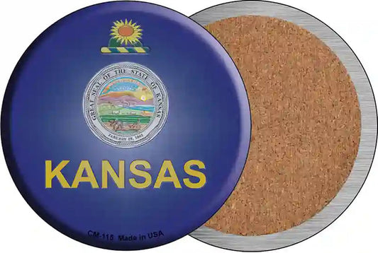 Kansas State Flag Novelty Circle Coaster Set of 4