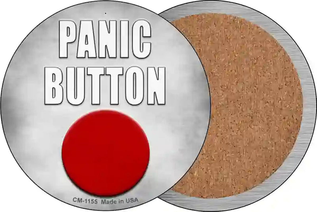 Panic Button Novelty Circle Coaster Set of 4