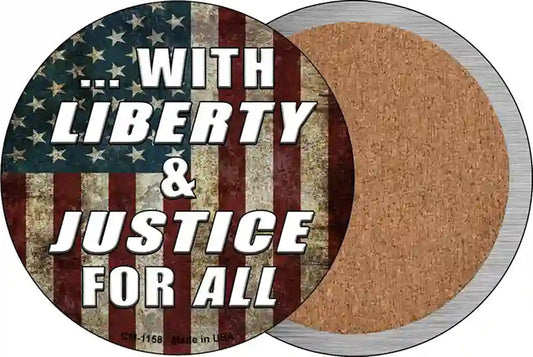 With Liberty and Justice Novelty Circle Coaster Set of 4