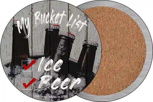 Bucket List Beer Novelty Circle Coaster Set of 4