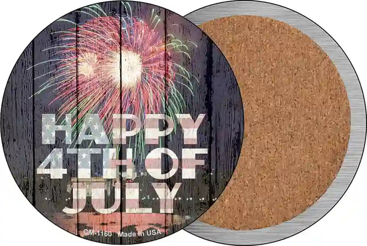 Happy 4th of July Novelty Circle Coaster Set of 4