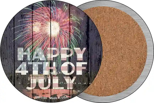 Happy 4th of July Novelty Circle Coaster Set of 4