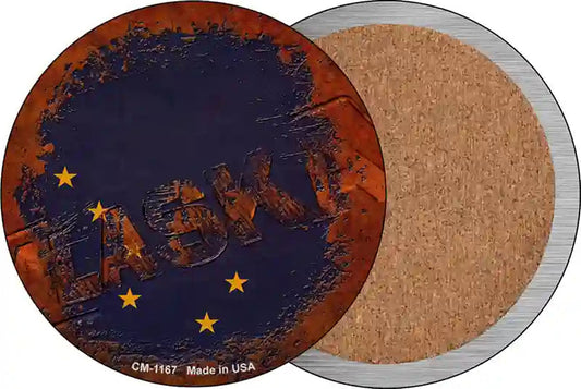 Alaska Rusty Stamped Novelty Circle Coaster Set of 4